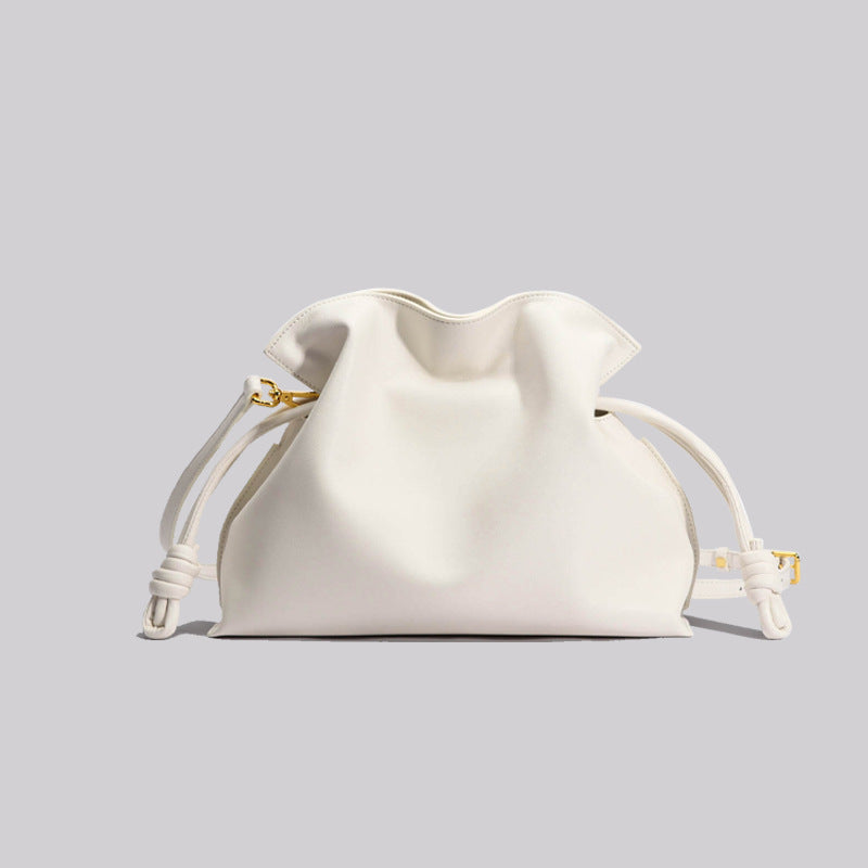 Vvsha Brand Luxury Drawstring Long Shoulder Bag Crossbody Pleated Design Cowhide Lucky Bag Female Fashion Clutch Bucket Bag Roomy Bags