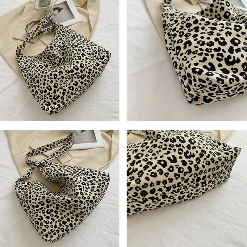 Vvsha Women's Bag Cheap Casual Large Capacity Shoulder Bags Shopper Canvas Fashion Harajuku Zipper Leopard Print Ulzzang Handbags