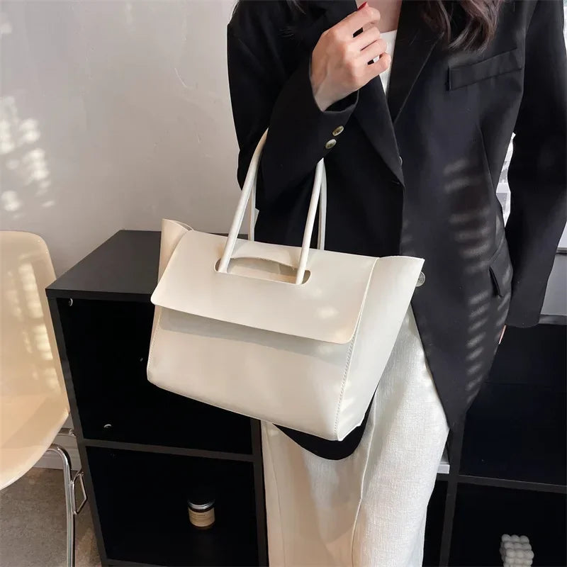 Vvsha Fashion Women Shoulder Bags 2025 New Large Capacity Handbags Simple Retro Tote Bags Solid Color Famous Brand High Quality Bags
