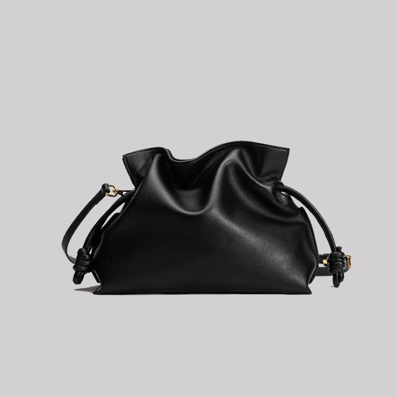 Vvsha Brand Luxury Drawstring Long Shoulder Bag Crossbody Pleated Design Cowhide Lucky Bag Female Fashion Clutch Bucket Bag Roomy Bags