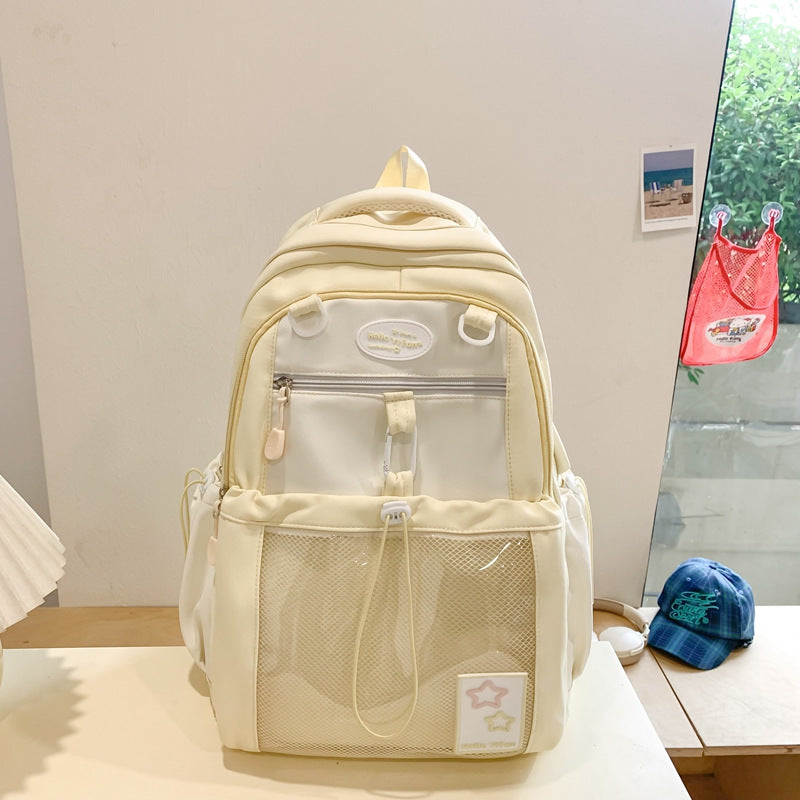 Vvsha Cute Nylon School Backpack for Girls Teenage Student Women Backpack Multi-Pocket Schoolbag Kawaii Laptop Book Bag Pack Mochila