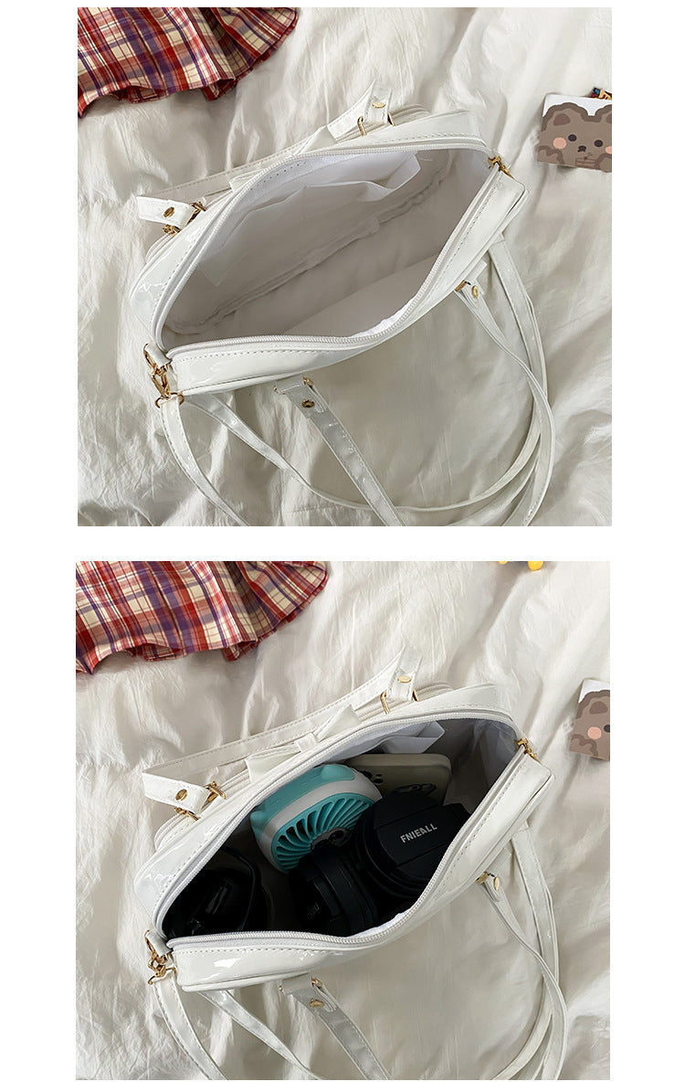 Vvsha Kawaii Patent Leather Handbags Women Transparent PVC Itabag Women Tote Bag New Japanese Shoulder Bag Women Small JK Bag ita bag