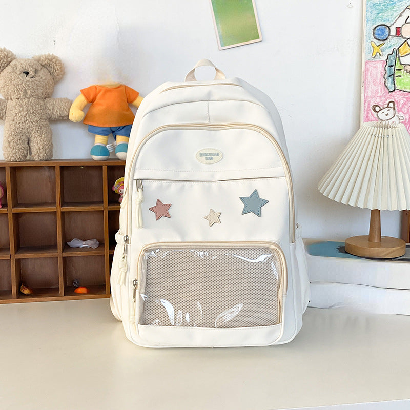 Vvsha Japanese Y2k Aesthetic Star Transparent Backpack Women Students Casual Kawaii Star Schoolbag Girl High-capacity Preppy Backpacks