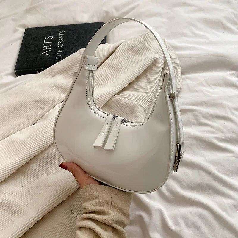 Vvsha Trendy Designer Solid Shoulder Bags for Women Handbags and Purses 2025 New Fashion Patent Leather Underarm Ladies Tote Bags