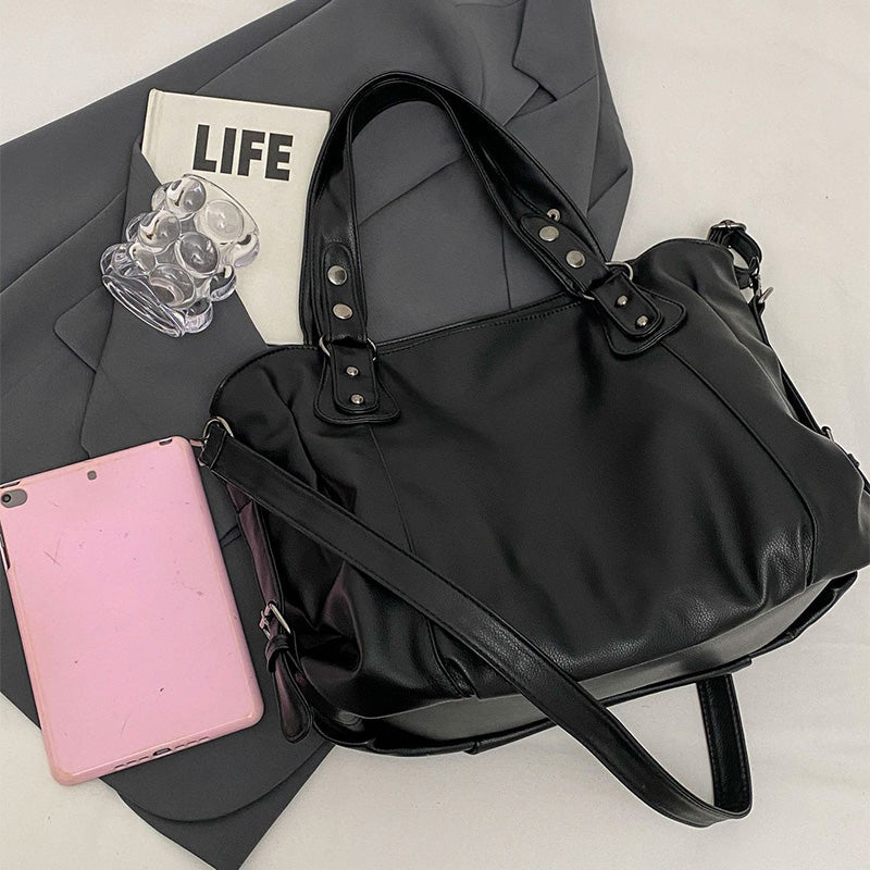 Vvsha Women's Retro Roomy Shoulder Bag Female Luxury Black Classic Crossbody Bag Quality Leather Ladies Large Commuter Tote Handbag