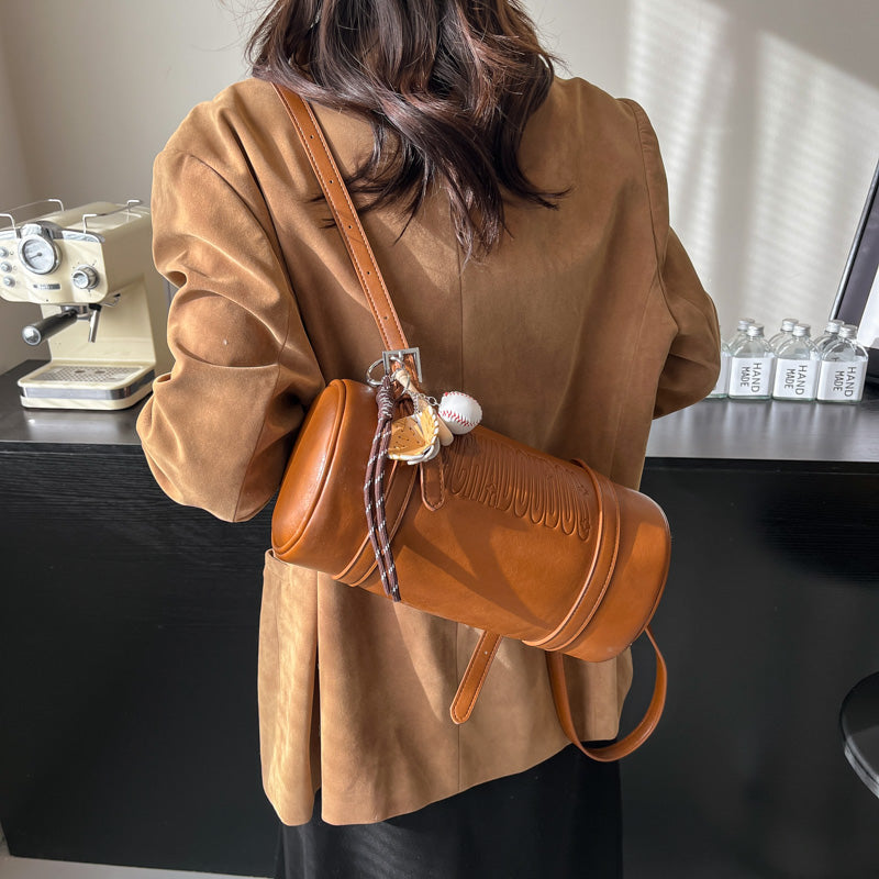 Vvsha Multifunctional Cylinder Shaped Shoulder Bags For Women 2025 Winter Latest Designer Handbags Luxury Cross Body Bag With Pendant