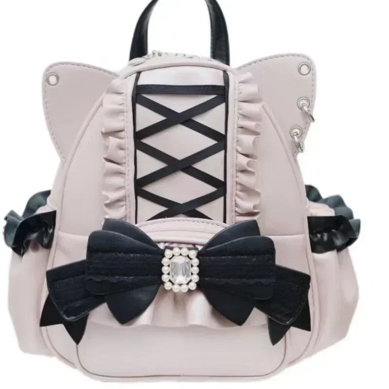 Vvsha Japanese Ita Mochila Lace Cat's Ear School Bag Cute Large Capacity Mochilas Mujer New Bow Women Bags Student Backpack