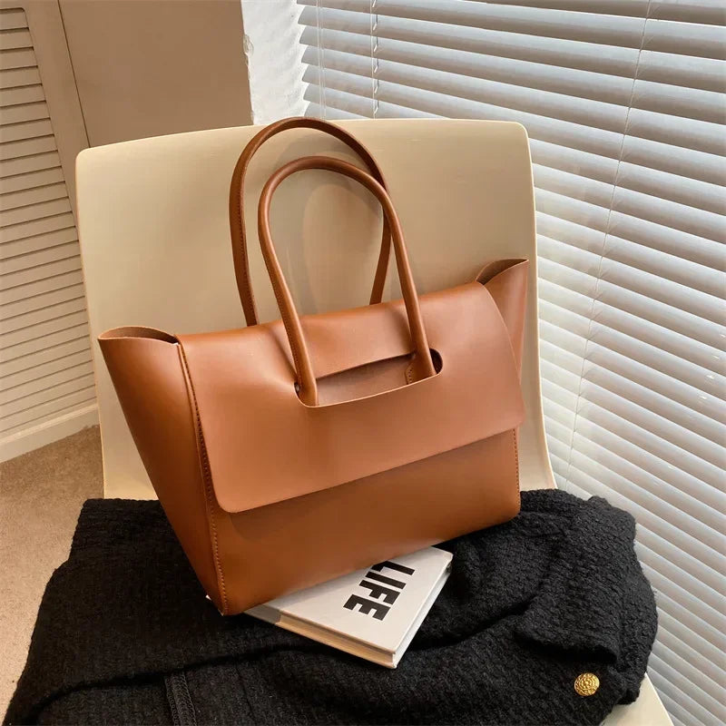 Vvsha Fashion Women Shoulder Bags 2025 New Large Capacity Handbags Simple Retro Tote Bags Solid Color Famous Brand High Quality Bags