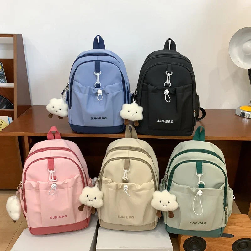 Vvsha Fashion Simple Nylon Color Matching Backpacks 2025 Hot Sale Large Capacity Casual Versatile Durable Schoolbags for Women