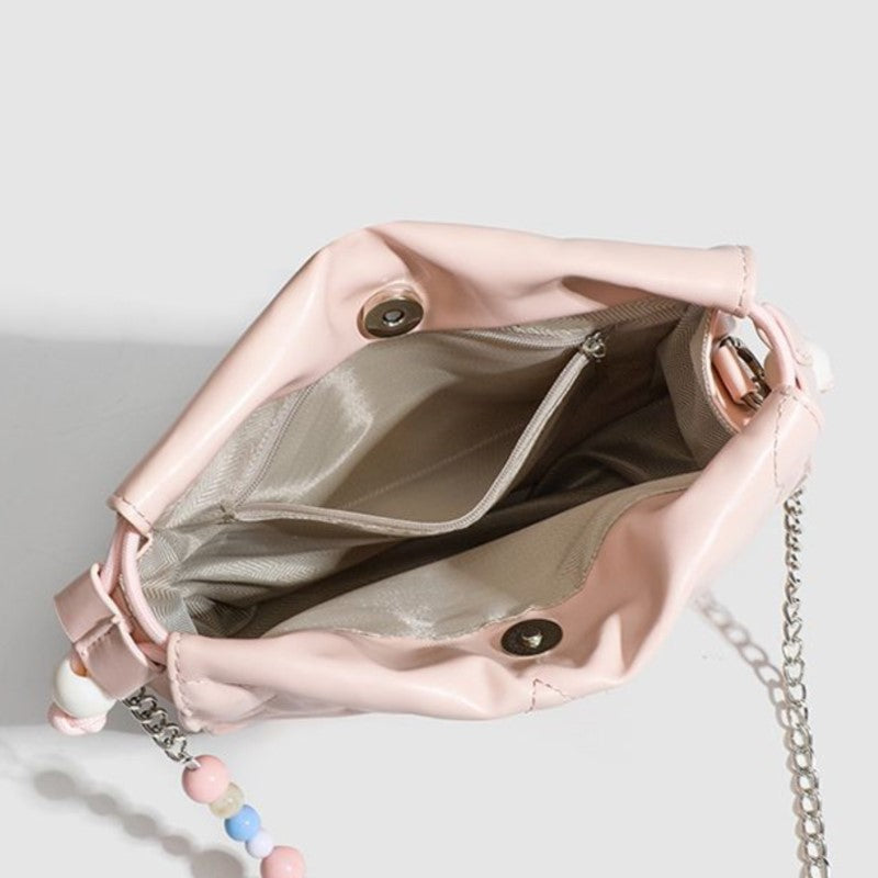 Vvsha Sweet Cute Pink Square Bag Handbag Women Beading Chain Y2k Handbag Ladies Hot Girls Shoulder Crossbody Bags Aesthetic