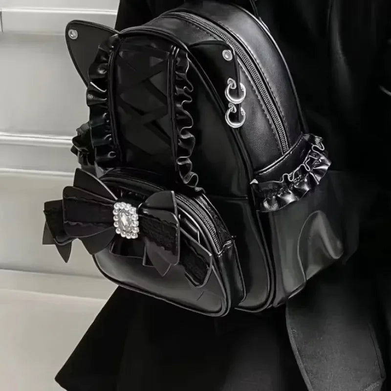 Vvsha Japanese Ita Mochila Lace Cat's Ear School Bag Cute Large Capacity Mochilas Mujer New Bow Women Bags Student Backpack