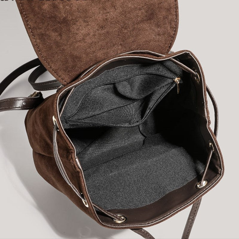 Vvsha Hot Girls Brown Mini Backpack Women New Retro Versatile Suede Chic Y2k Backpacks Female Vintage Casual Mochila Aesthetic