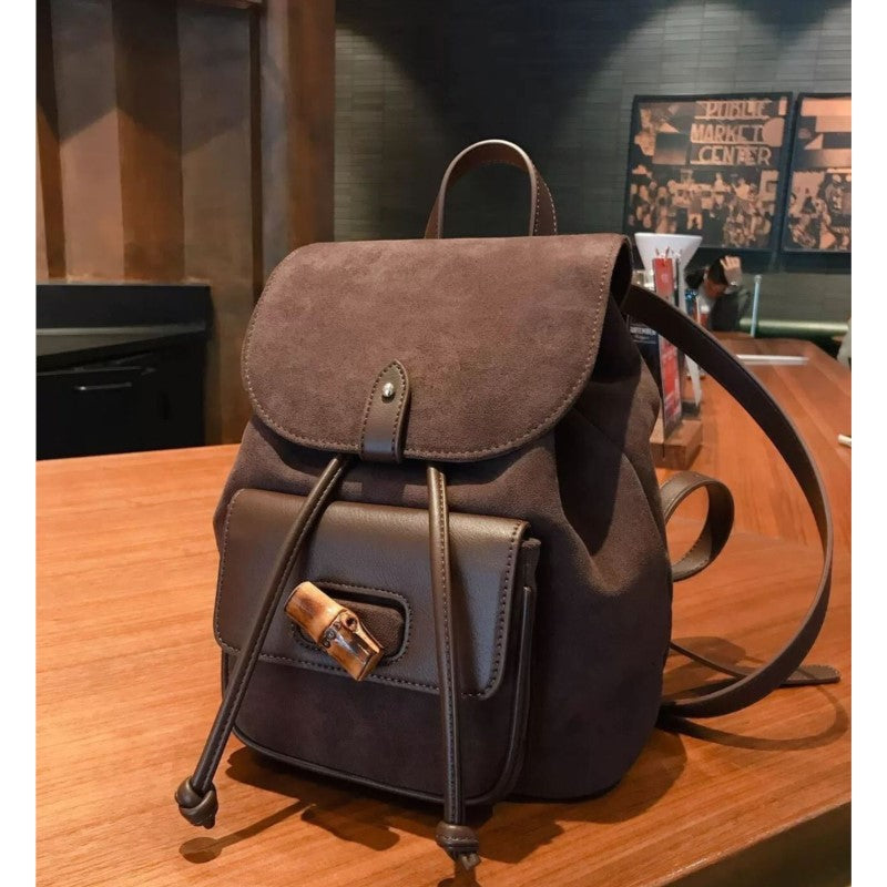 Vvsha Hot Girls Brown Mini Backpack Women New Retro Versatile Suede Chic Y2k Backpacks Female Vintage Casual Mochila Aesthetic