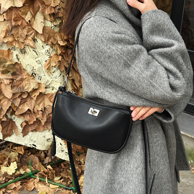 Vvsha Luxury Rodeo Women Shoulder Bags Cowhide Leather Brand Black Handbags For Women Fashion Gold Silver Buckle Design Underarm Bags
