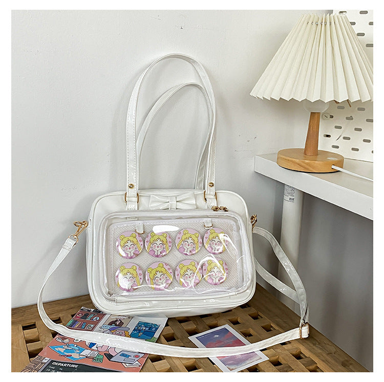 Vvsha Kawaii Patent Leather Handbags Women Transparent PVC Itabag Women Tote Bag New Japanese Shoulder Bag Women Small JK Bag ita bag