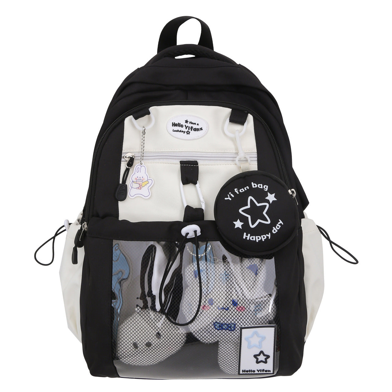 Vvsha Cute Nylon School Backpack for Girls Teenage Student Women Backpack Multi-Pocket Schoolbag Kawaii Laptop Book Bag Pack Mochila