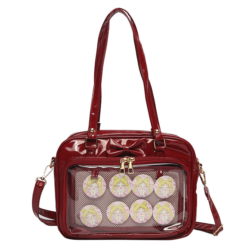 Vvsha Kawaii Patent Leather Handbags Women Transparent PVC Itabag Women Tote Bag New Japanese Shoulder Bag Women Small JK Bag ita bag