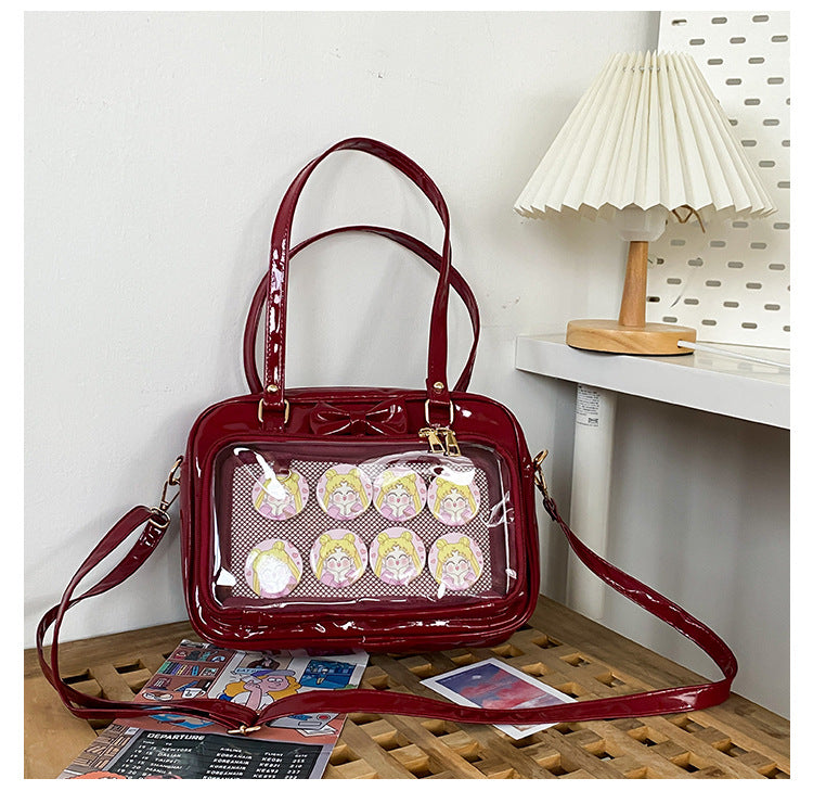 Vvsha Kawaii Patent Leather Handbags Women Transparent PVC Itabag Women Tote Bag New Japanese Shoulder Bag Women Small JK Bag ita bag