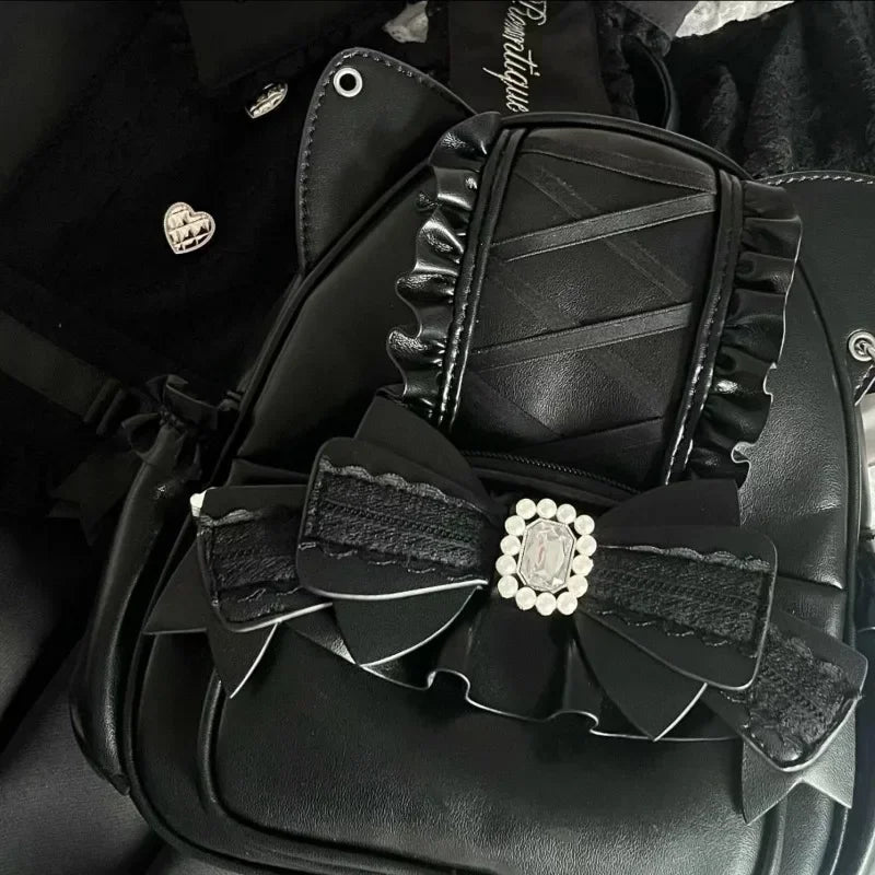 Vvsha Japanese Ita Mochila Lace Cat's Ear School Bag Cute Large Capacity Mochilas Mujer New Bow Women Bags Student Backpack