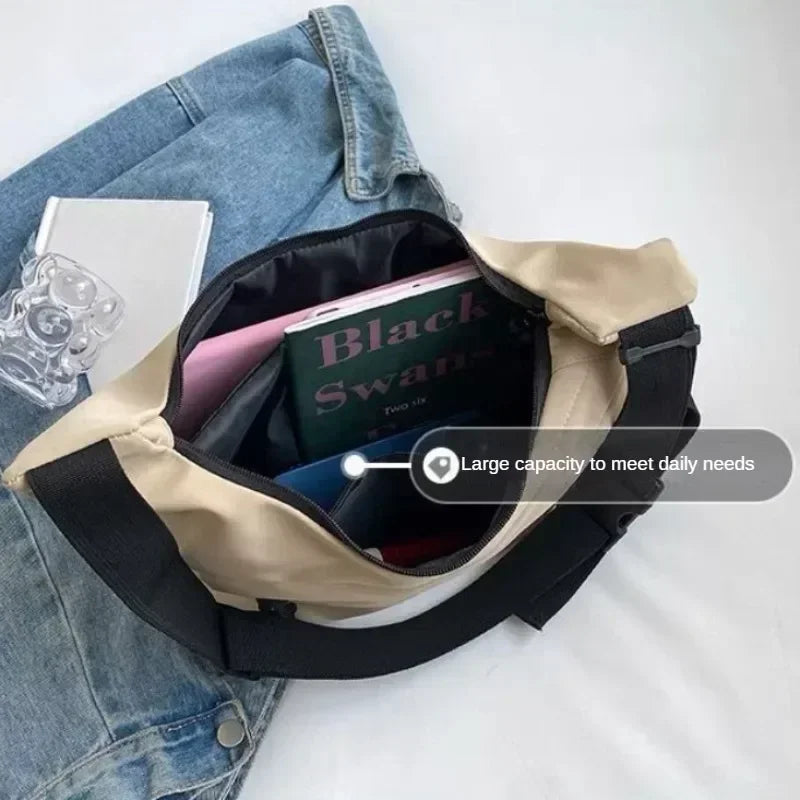 Vvsha Nylon Hobos Crossbody Bags Solid Casual Zipper Women's Bags 2025 Fashion High Capacity Solid Color Single Shoulder Totes Bag
