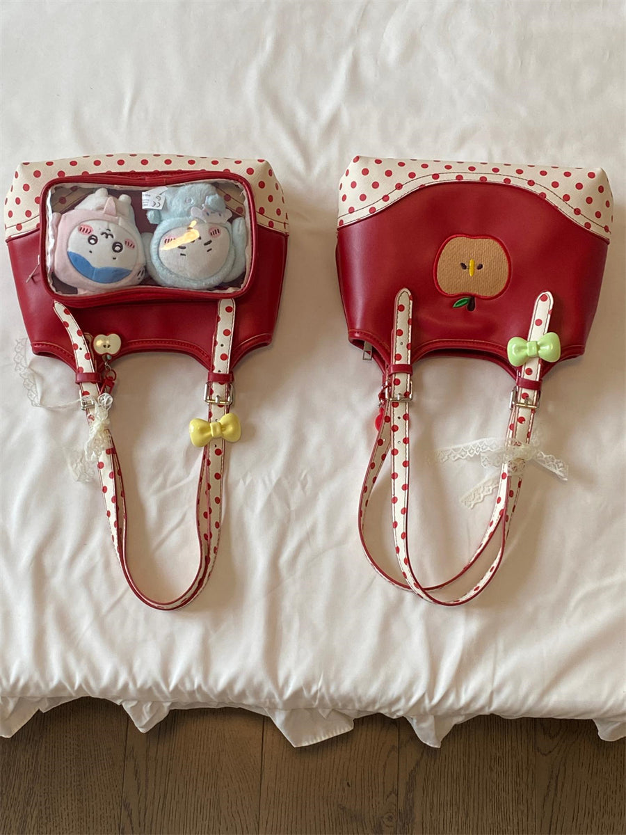 Vvsha Christmas Red Double Side Back Transparent Itabag Cute Small Capacity Sweet Casual Shoulder Bag Bolso Handbags