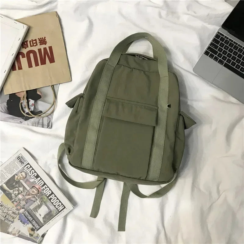 Vvsha Backpacks Women Korean Style Harajuku Multifunction Travel Large Capacity Backpack Retro Solid Waterproof Bag Students Preppy