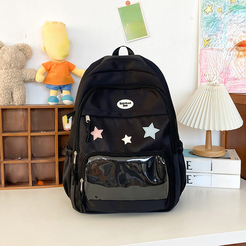 Vvsha Japanese Y2k Aesthetic Star Transparent Backpack Women Students Casual Kawaii Star Schoolbag Girl High-capacity Preppy Backpacks