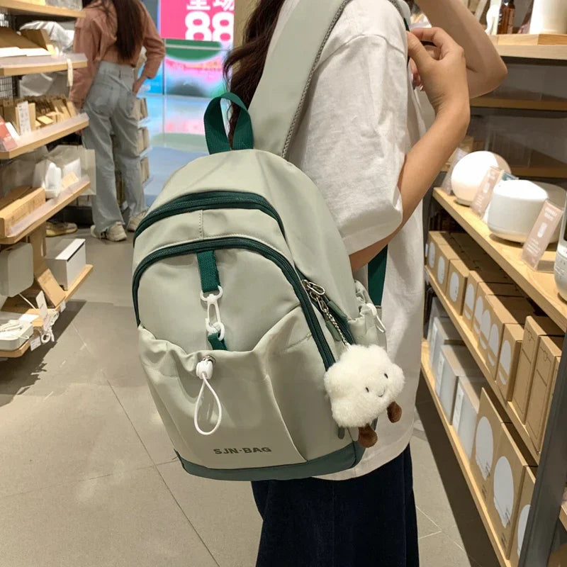 Vvsha Fashion Simple Nylon Color Matching Backpacks 2025 Hot Sale Large Capacity Casual Versatile Durable Schoolbags for Women