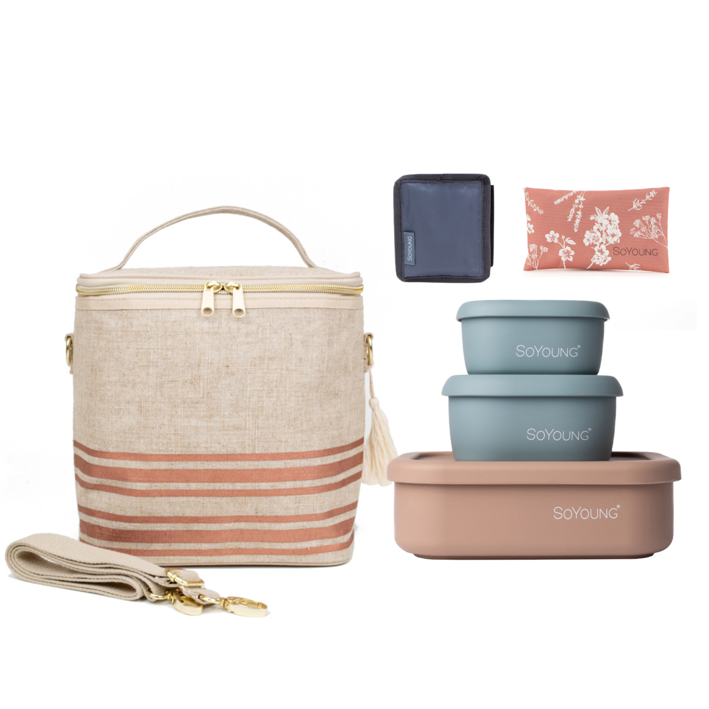 The Ultimate Lunch Bundle - Rose Gold Horizontal Stripe - 6pc