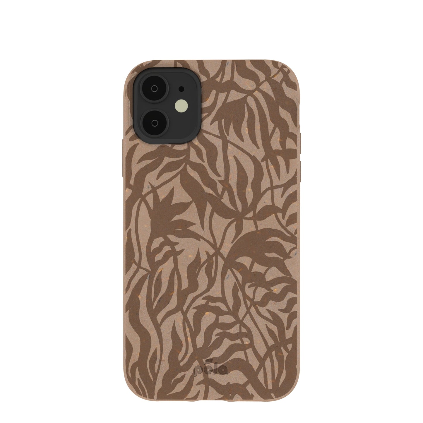 Chocolate Brown Rustic Leaves iPhone 11 Case