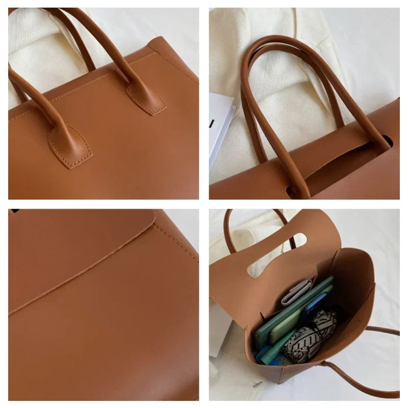 Vvsha Fashion Women Shoulder Bags 2025 New Large Capacity Handbags Simple Retro Tote Bags Solid Color Famous Brand High Quality Bags