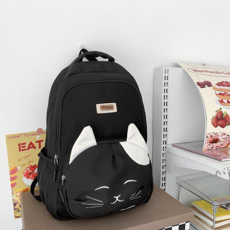 Vvsha Cute Cat Young Girl School Backpack Female Large Capacity Kawaii Back Pack Mochila Pink Women Bagpack Nylon Cartoon Schoolbag