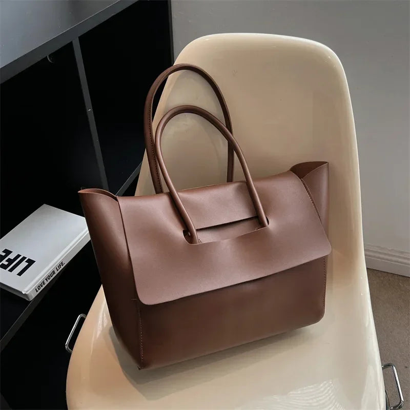Vvsha Fashion Women Shoulder Bags 2025 New Large Capacity Handbags Simple Retro Tote Bags Solid Color Famous Brand High Quality Bags