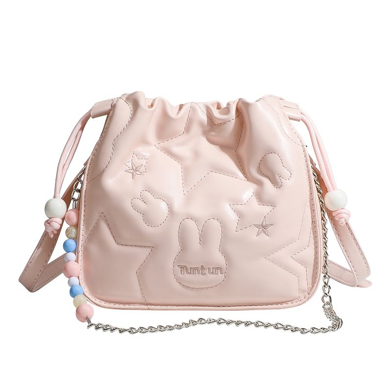 Vvsha Sweet Cute Pink Square Bag Handbag Women Beading Chain Y2k Handbag Ladies Hot Girls Shoulder Crossbody Bags Aesthetic