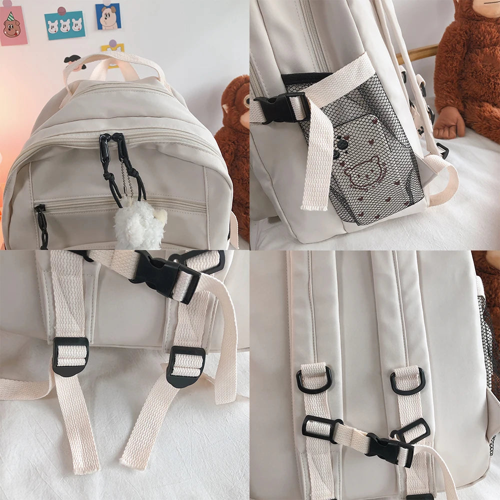 Vvsha High Capacity College Student Backpack Women Canvas Teens Leisure Bag Unisex Casual Backpacks Fashion School Bags For Girls Boys