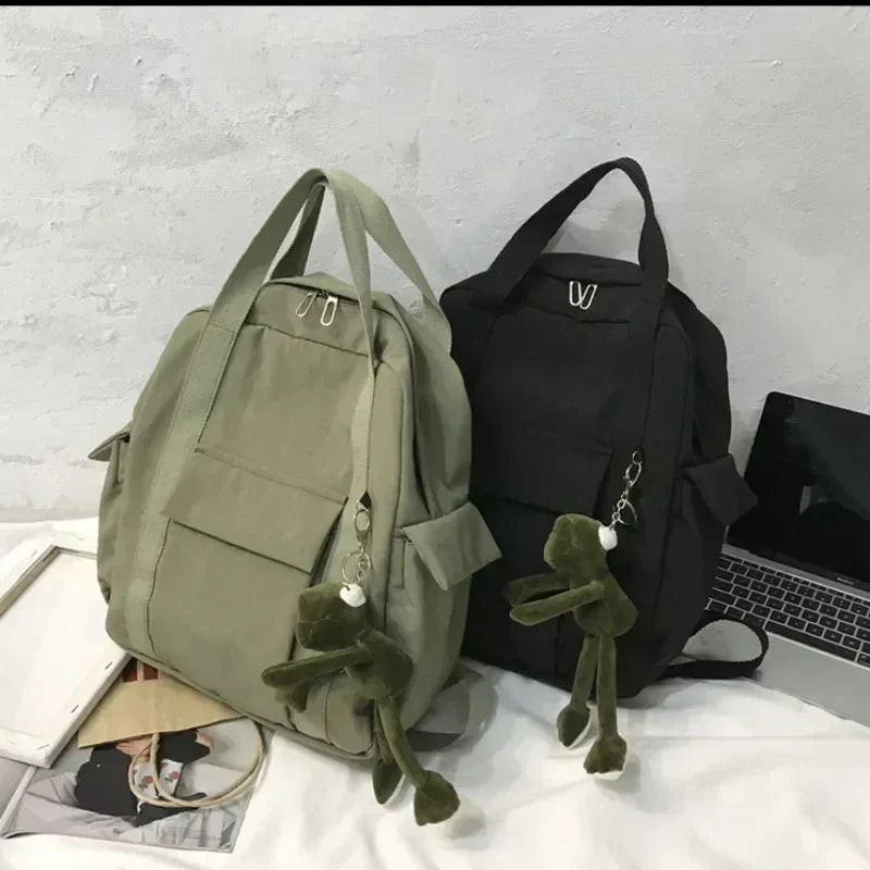 Vvsha Backpacks Women Korean Style Harajuku Multifunction Travel Large Capacity Backpack Retro Solid Waterproof Bag Students Preppy