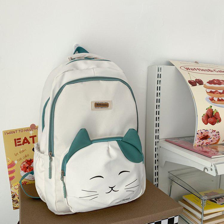 Vvsha Cute Cat Young Girl School Backpack Female Large Capacity Kawaii Back Pack Mochila Pink Women Bagpack Nylon Cartoon Schoolbag