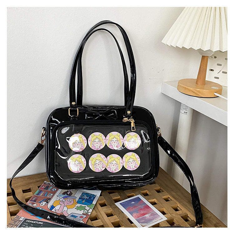 Vvsha Kawaii Patent Leather Handbags Women Transparent PVC Itabag Women Tote Bag New Japanese Shoulder Bag Women Small JK Bag ita bag