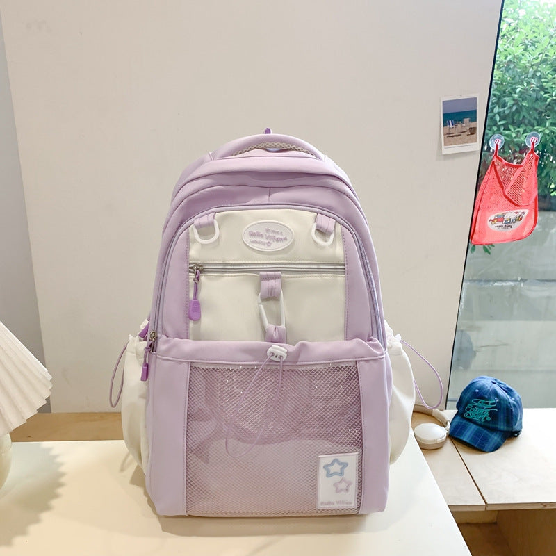 Vvsha Cute Nylon School Backpack for Girls Teenage Student Women Backpack Multi-Pocket Schoolbag Kawaii Laptop Book Bag Pack Mochila