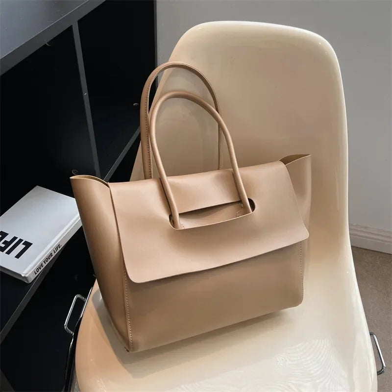 Vvsha Fashion Women Shoulder Bags 2025 New Large Capacity Handbags Simple Retro Tote Bags Solid Color Famous Brand High Quality Bags