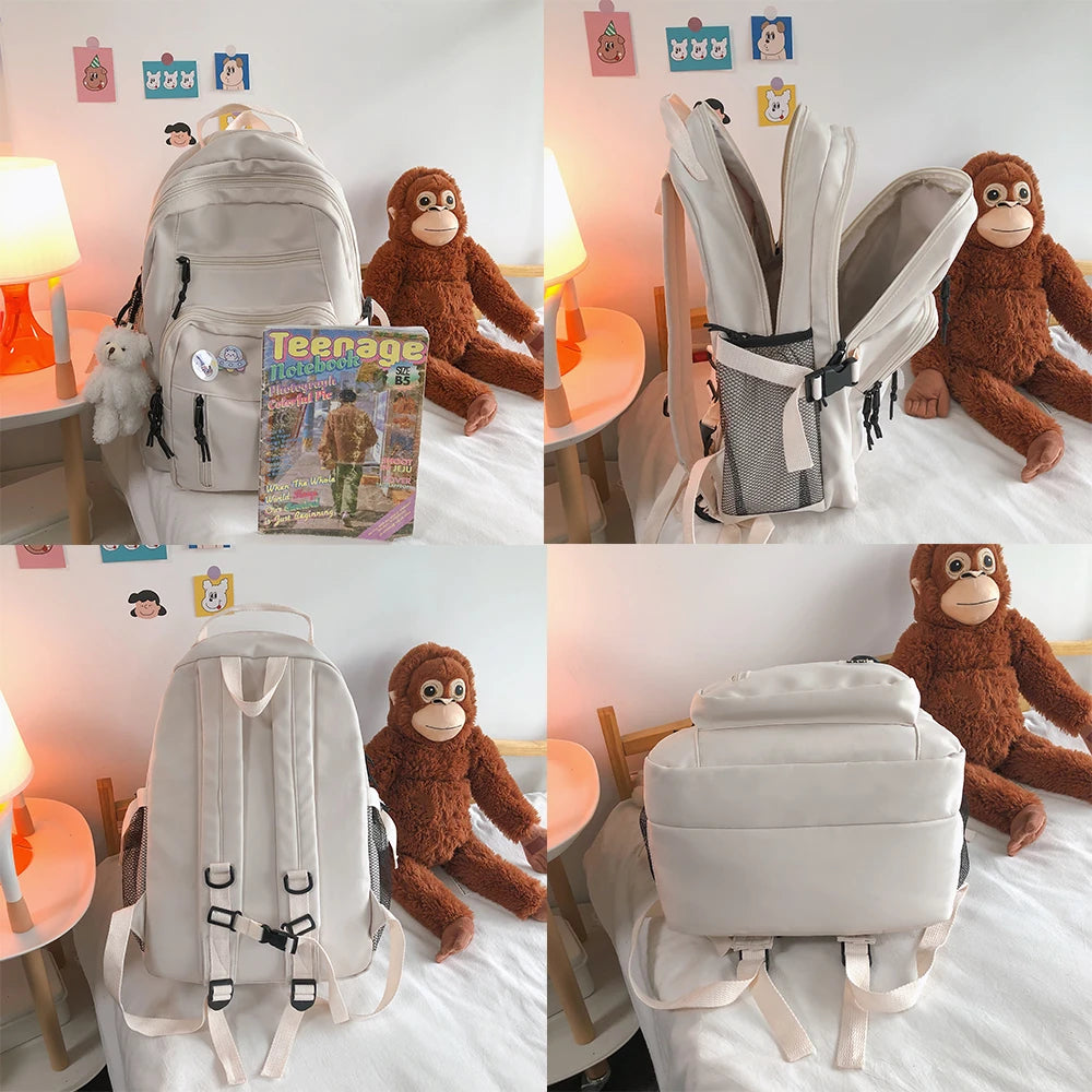 Vvsha High Capacity College Student Backpack Women Canvas Teens Leisure Bag Unisex Casual Backpacks Fashion School Bags For Girls Boys