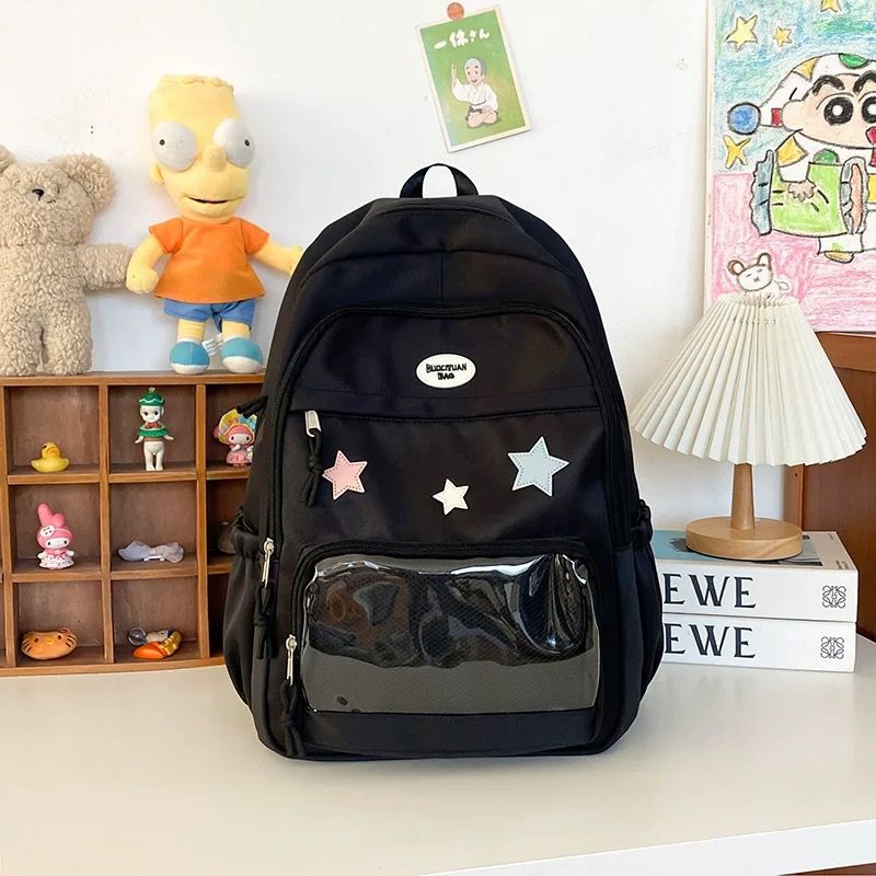 Vvsha Xiuya Pink Womens Backpack Cute Patchwork Transparent Fashion Backpacks Nylon Casual Large Capacity Travel Harajuku Female Bag