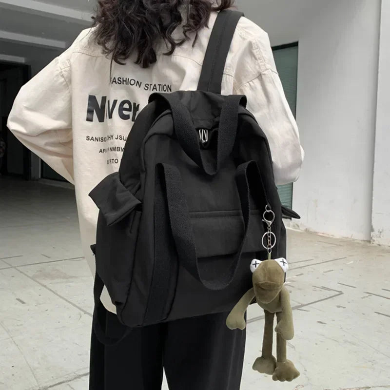 Vvsha Backpacks Women Korean Style Harajuku Multifunction Travel Large Capacity Backpack Retro Solid Waterproof Bag Students Preppy