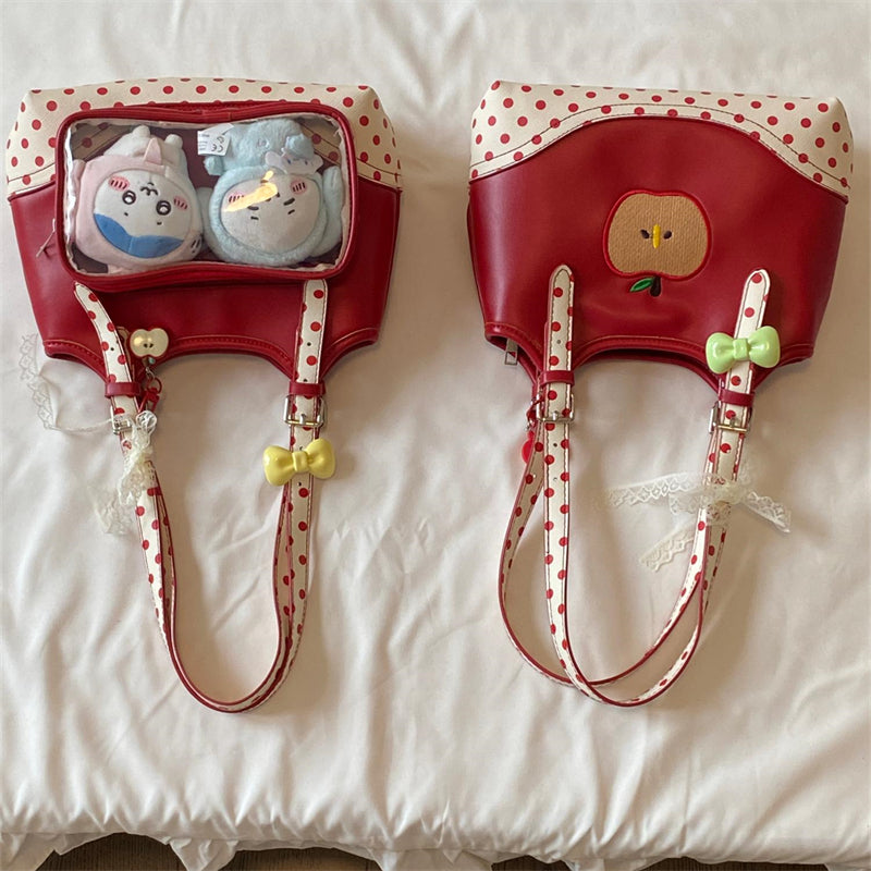 Vvsha Christmas Red Double Side Back Transparent Itabag Cute Small Capacity Sweet Casual Shoulder Bag Bolso Handbags