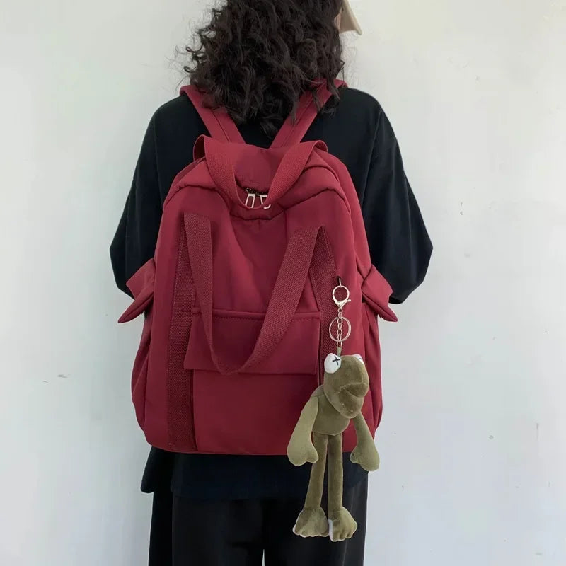 Vvsha Backpacks Women Korean Style Harajuku Multifunction Travel Large Capacity Backpack Retro Solid Waterproof Bag Students Preppy