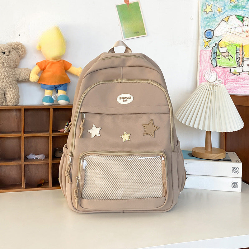 Vvsha Japanese Y2k Aesthetic Star Transparent Backpack Women Students Casual Kawaii Star Schoolbag Girl High-capacity Preppy Backpacks
