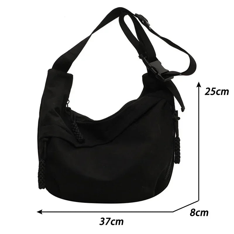 Vvsha Nylon Hobos Crossbody Bags Solid Casual Zipper Women's Bags 2025 Fashion High Capacity Solid Color Single Shoulder Totes Bag