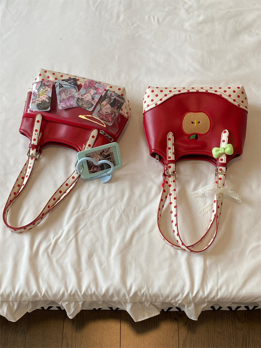 Vvsha Christmas Red Double Side Back Transparent Itabag Cute Small Capacity Sweet Casual Shoulder Bag Bolso Handbags