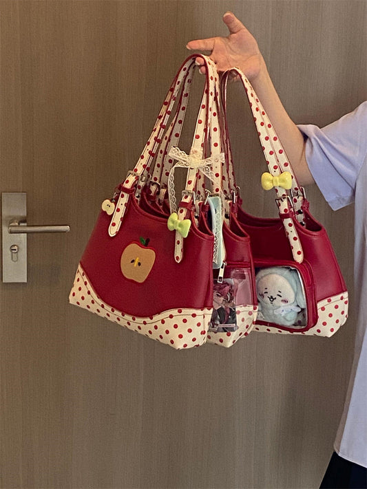 Vvsha Christmas Red Double Side Back Transparent Itabag Cute Small Capacity Sweet Casual Shoulder Bag Bolso Handbags