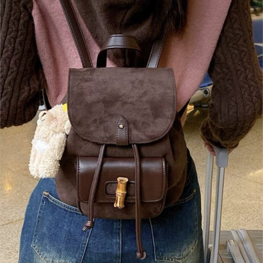 Vvsha Hot Girls Brown Mini Backpack Women New Retro Versatile Suede Chic Y2k Backpacks Female Vintage Casual Mochila Aesthetic